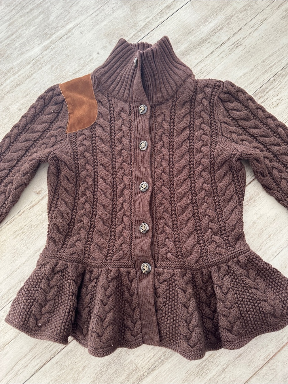 Ralph lauren girl cable knit sweater Cardigan Cotton Wool Equestrian size 5